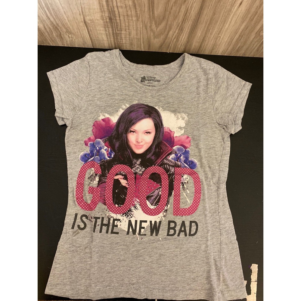 Disney Descendants Grey "Good Is The New Bad" T-Shirt Girls Size 10/12 Large